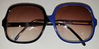 Vintage YSL Sunglasses Square-Frame Two-Tone Yves Saint Laurent Blue & Black