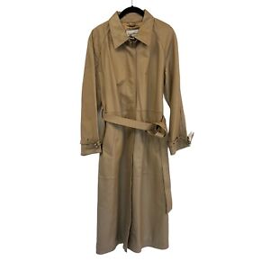 Vintage Pamela McCoy Women's Tan Leather Maxi Trench Coat Jacket with Belt Small