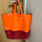 CELINE Tote Bag Horizontal Cabas Orange By color Bordeaux Leather Used CELINE