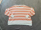 Cabi Sweater Womens Extra Small White Orange Linen Blend Striped Pullover Ladies
