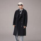 Men Knees Length Trench Coat Retro Casual Long Overcoat Jacket Retro Fit Fashion