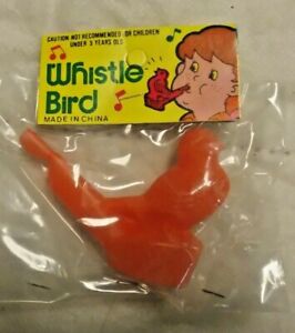 Vintage Red Plastic Toy Singing Water Whistle Bird New Old Store Stock
