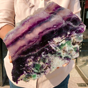 10.96lb Natural beautiful Rainbow Fluorite Crystal Rough stone specimens cure