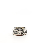 King Baby Studio Black Letter F You Ring Band Fine Silver .925 Size 17