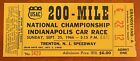1966 USAC 200 Mile Indianapolis Car Race Ticket, Trenton NJ Speedway