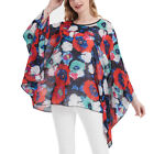 -Summer Women's Chiffon Caftan Poncho Tunic Top Solid Semi Sheer Oversized Shirt