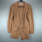 Magaschoni Cashmere Sweater L Womens Open Front Cardigan Long Sleeve Beige