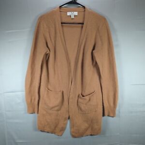 Magaschoni Cashmere Sweater L Womens Open Front Cardigan Long Sleeve Beige