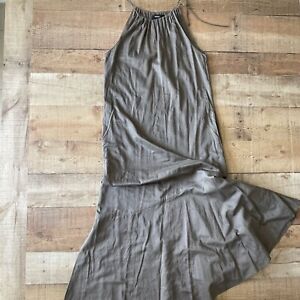 THEORY Halter Summer Maxi Dress with Flounce Assymetrical Hem Size 0