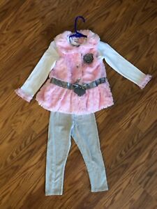 Satin Flowers Toddler Girls Pink & Gary 3 PC. Outfit Size 4T