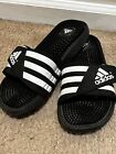 Adidas Adissage Black White Slip On Slide Sandal Adjustable 078260 Men's Sz 8