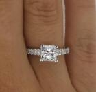 2.05 Ct Classic Pave Princess Cut Diamond Engagement Ring VS1 F White Gold 18k