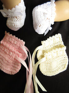 LOT OF 3 CROCHETED BOOTIES FOR 20