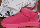 Womens UGG CLASSIC ULTRA MINI Pink Glow SUEDE  BOOTS Sz 9 New In Box W Documents
