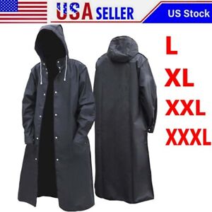 L-XXXL Waterproof Long Black Raincoat Men Rain Coat Hooded Trench Jacket Hiking
