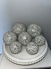 7 Silver Decorative Glass Orbs Mosaic Sphere Balls For Bowls & Vases Table Decor