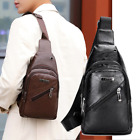 Mens Leather Sling Bag Cross Body Handbag Chest Bag Shoulder Pack Sport Backpack