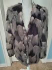 Forever 21 XXi Faux Fur Gray  black Ostrich Feather Womens jacket coat M