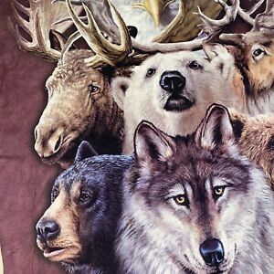 New ListingThe Mountain Shirt Mens Medium Maroon Wildlife Eagle Polar Black Bear Wolf Elk