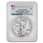 2021 $1 American Silver Eagle T1 PCGS MS70 First Day of Issue coin Flag Label