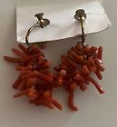 Vintage Coral Branch Cluster Earrings Screwback