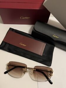 cartier  big c gold wire/brown lenses