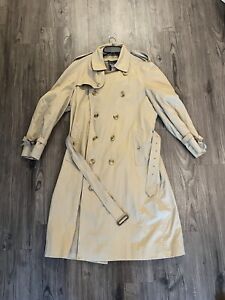Vintage Mens Burberrys Beige Double Breasted Belted Collared Trench Coat Size 54
