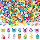 Easter Polymer Clay Beads,300pcs Bunny Flowers Carrots Eggs Butterflies Mixed...