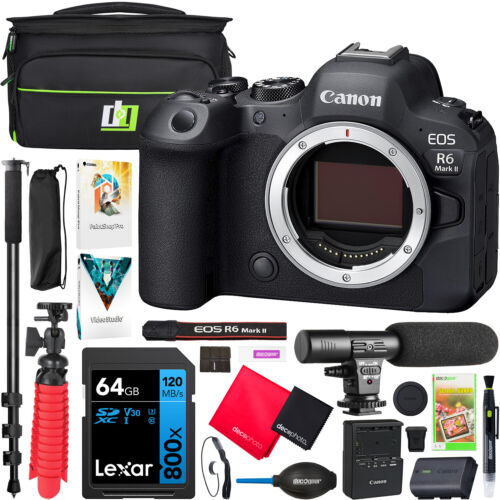 Canon EOS R6 Mark II Full Frame Mirrorless Camera Body + Accessories Kit Bundle