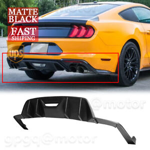 For Ford Mustang 2015-17 Matte Black Rear Bumper Diffuser + Apron Spats Splitter