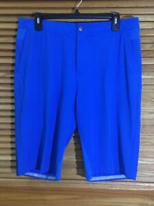 Adidas Mens Size 34 Blue Flat Front Slash Pocket Golf Shorts CM-638