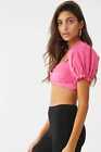 Forever 21 Top Womens Size Medium Cropped Puff Sleeve Pink Bandeau NWT