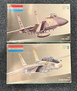 Lot Of 2 Monogram 1/48 Kits F-15C EAGLE + F-14A TOMCAT