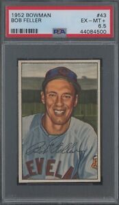 1952 Bowman #43 Bob Feller Cleveland Indians HOF PSA 6.5 EX-MT+