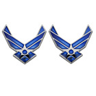 2x Metal Badge US Air Force USAF Blue Wings Car Emblem Sticker Decal (Air Force)