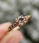 1Ct Round Lab-Created Chocolate Engagement Wedding Ring 14K Yellow Gold Plated