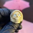 Men's 4Ct Round Cut Lab Created Diamond Skull Pinky Ring 14K Yellow Gold Finish