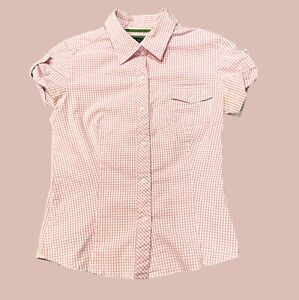 Vintage Y2K Duck Head Jeans Womens Pink Gingham Top Size S Button Down Preppy