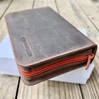 4th Generation 2PC Leather Zip Pipe Case w Tobacco Pouch Hunter Brown 344GENHB3P