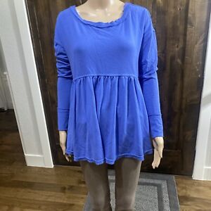 Free People Women's Blue Long Sleeve Babydoll Sweater Size S - 008