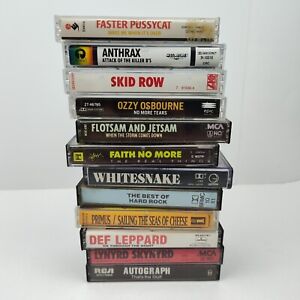 New ListingLot Of (12) Hard Rock Heavy Metal Cassette Tapes Ozzy Primus Skynyrd *UNTESTED*