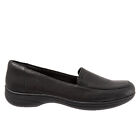 Trotters Jacob T1854-001 Womens Black Leather Slip On Loafer Flats Shoes 6