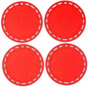 Silicone Hot Pads (Set of 4) - Pot Holder, Splatter Guard, Microwave Cover