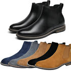 Men Suede Leather Chelsea Ankle Boots Slip On Casual Dress Shoes