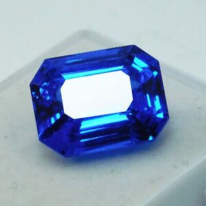 8 Ct Natural Flawless Ceylon Blue CERTIFIED Sapphire Emerald Cut Loose Gemstone