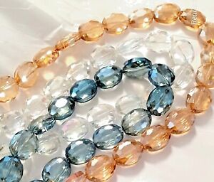 Large Oval Faceted Crystal Beads Lot Precision Cut Glass Loose bead