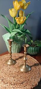 Pair Of Mismatched Vintage Brass Candlestick Holders