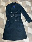 Burberry Blue Label Trench Coat Black Size 36 Check Button From Japan