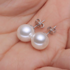 925 Sterling Silver 8mm Round Natural Tahitian Shell Pearl Stud Post Earrings