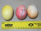 Vintage 3 Marble Onyx Eggs Easter Eggs Heavy Pink Orange & Yellow Egg Size